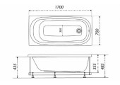 Ванна акриловая Тира 170*70*35 без экрана Тритон