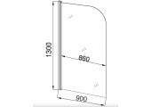 EG5C Душевое ограждение на ванну EvaGold 90*130, профиль хром, прозрачное стекло