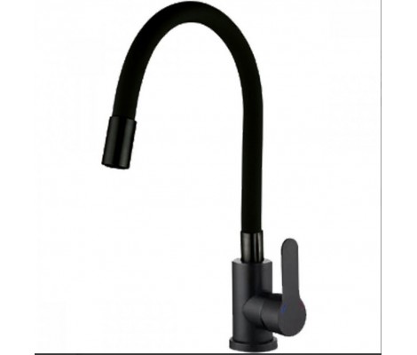 Смеситель д/кухни нерж/сталь ZERIX DAX-011 BLACK REFL.BLACK (излив-силикон)10 шт/ящ