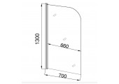 EG5C Душевое ограждение на ванну EvaGold 70*130, профиль хром, прозрачное стекло