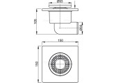 Сливной трап 150x150/50мм с бококовым подводом, пластик 