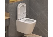 Унитаз подвесной К53, безободковый, сиденье тонкое, крепление Eva Gold