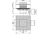 Сливной трап 105х105/50/75, подводка–боковая ALKAPLAST