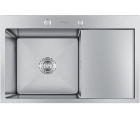 Мойка HOFFGER 7850-L SATIN, сифон, толщ. 1+3мм 780*500*225мм