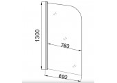 EG5C Душевое ограждение на ванну EvaGold 80*130, профиль хром, прозрачное стекло