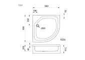 Поддон акриловый ПД4 90*90*31 средний полукруг без сиденья Тритон
