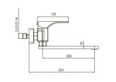 Смеситель для кухни KB-73010-05 настенный черный Koer