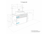 Тумба подвесная 80, Марбл 80 Слэйт/Белый матовый под умывальник Mila 50 Aquaton