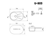 Мойка керамогранитная U - 503 - 309 темно-серый Ulgran