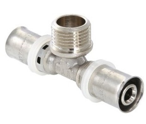 Тройник пресс 26*1/2*26 с переходом на наружную резьбу VTm.233.N.260426 Valtec