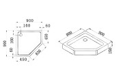 Поддон ABS12 акриловый 90 трапеция с сифоном Грандфаянс