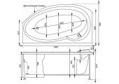 Ванна акриловая Jersi L 170*90 угловая с каркасом и панелью Aquanet 