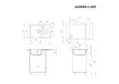Мойка Ulgran U - 400 - 344 (ультра-черный) 750 х 500 mm
