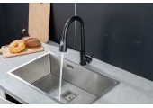 Смеситель для кухни черный F60991-6 выдвижной гибкий излив (Ø35, на гайке) FRAP