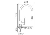 Смеситель для кухни LR74105В из нержавеющей стали SUS304 черный Zerix