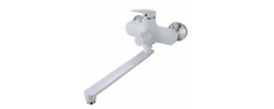 Смеситель д/ванны PLAMIX LUCAS-006 EURO SET WHITE (с шлангом, лейкой и кронштейном) (24 шт/ящ)