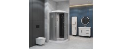 Душ каб EvaGold 90*90 полукруг F901BS (низ.под., рифл. стек., черн. стен., хром матовый проф)