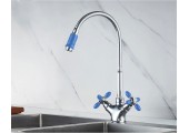 Смеситель для кухни LR84310В с гибким изливом голубой Zerix