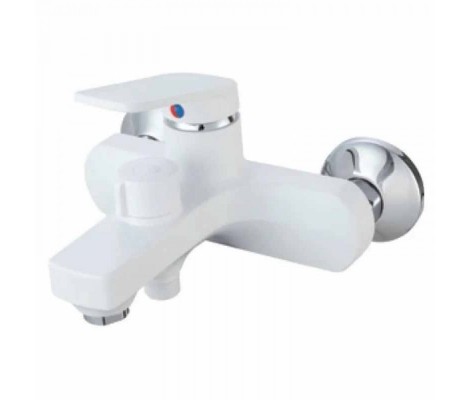 Смеситель д/ванны PLAMIX LUCAS-009 EURO SET WHITE (с шлангом, лейкой и кронштейном) (24 шт/ящ)