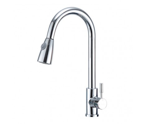 Смеситель для кухни хром F60991 выдвижной гибкий излив (Ø35, на гайке) FRAP