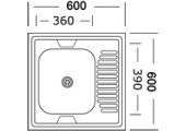 Мойка накладная без сифона 60*60R*0,60мм Vladix