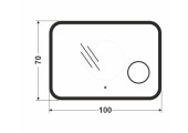 Зеркало 70*100 LED подс.6000К 9,6 Вт/м c косметическим зеркалом, 16*16 сенс.выкл 341скл2 КЗСК