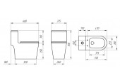 Унитаз-моноблок EVA GOLD 5003 безободковый, сиденье тонкое ДП, арматура (с гофрой и подводкой)