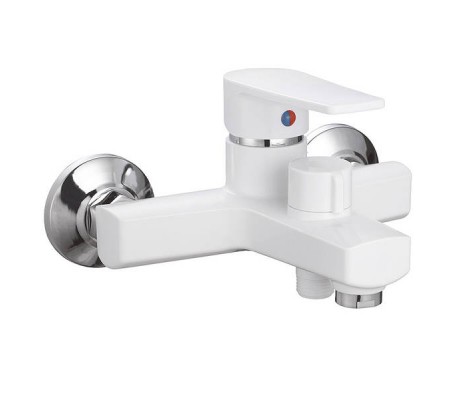 Смеситель д/ванны, короткий, PLAMIX Oscar-009 EURO White, (Ø35, без шланга и лейки)