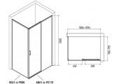 Боковая стенка SG64B80 тонир. стекло 6мм, профиль черный (800*2000) Alex Baitler