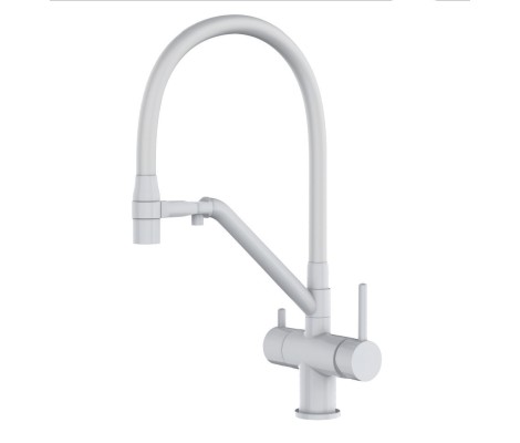 Смеситель для кухни KB-72006-03 с выходом для питьевой воды белый+силик.излив белый Koer