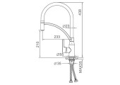 Смеситель для кухни F4552-6 с гибким изливом черный Frap