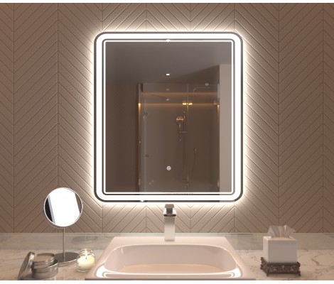 Зеркало 700x800 Vienna с LED подсветкой,подогревом,литым коробом и сенсорным выкл. Кайман Glassiko