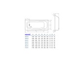 Ванна стальная 150*70*38,5 см 2,5мм с ножками AQUART