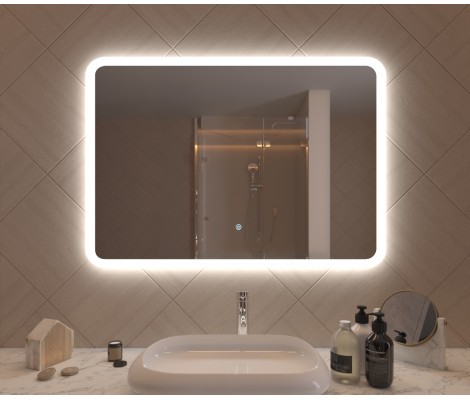 Зеркало1000х700 Gent с LED подсветкой,подогревом,литым коробом и сенсорным выкл. Кайман Glassiko