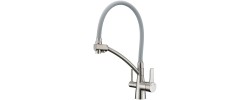 Смеситель для кухни KB-72003-02 с выходом для питьевой воды нерж+силиконовый излив серый Koer