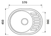 Мойка врезная овальная 45x57R * 0,60мм + сифон Vladix  