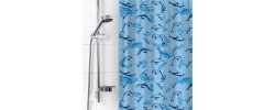 Штора для ванной из полиэтилена Дельфины голубые 180x180 Vilina
