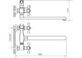 Смеситель для ванны D5Q 827 длинный, буксовый Zerix