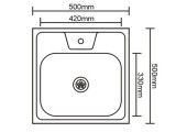 Мойка накладная без сифона 50*50*0,60мм Vladix  