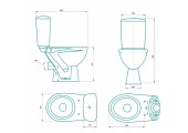 Унитаз-компакт Фобос Home de luxе (прям. выпуск, 2 режим, сиденьем ДП, SC Gesso