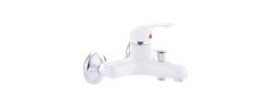 Смеситель для ванны Afina-009 короткий, без шланга и лейки белый Plamix