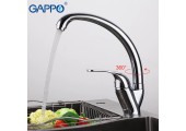 Смеситель для кухни G4135 хром Ø35, высокий гусак, на гайке Gappo