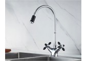 Смеситель для кухни Z5860-6 чёрные ручки Zerix