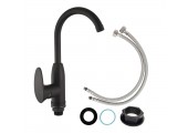 Смеситель д/кухни PLAMIX CEZAR-011-B SET Matte black, (гайка, Ø35)