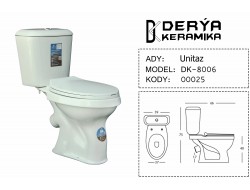 Унитаз-компакт керамический с бачком 8006 EX, DERYA KERAMIKA