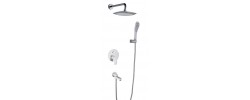 Смеситель для ванны G7148-8 встраиваемый хром с гусаком, ручная лейка, верхний душ Gappo