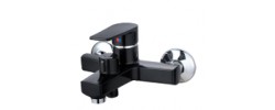 Смеситель д/ванны, короткий, PLAMIX Oscar-009 EURO Black, (Ø35, без шланга и лейки)