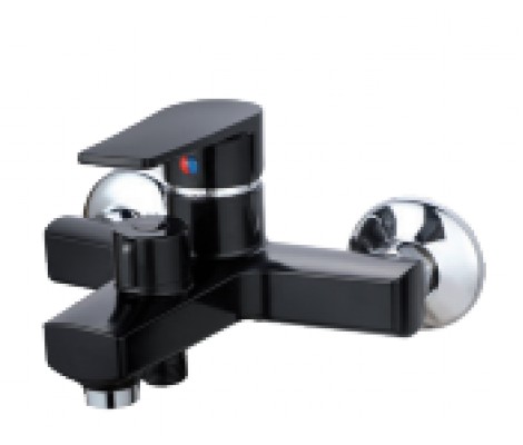 Смеситель д/ванны, короткий, PLAMIX Oscar-009 EURO Black, (Ø35, без шланга и лейки)