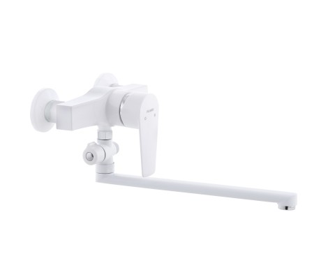 Смеситель д/ванны PLAMIX Mario-006 SET WHITE, (со шлангом, лейкой и кронштейном) (24шт/ящ)