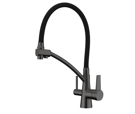 Смеситель для кухни KB-72003-07 с выходом для питьевой воды графит+силик.излив черный Koer